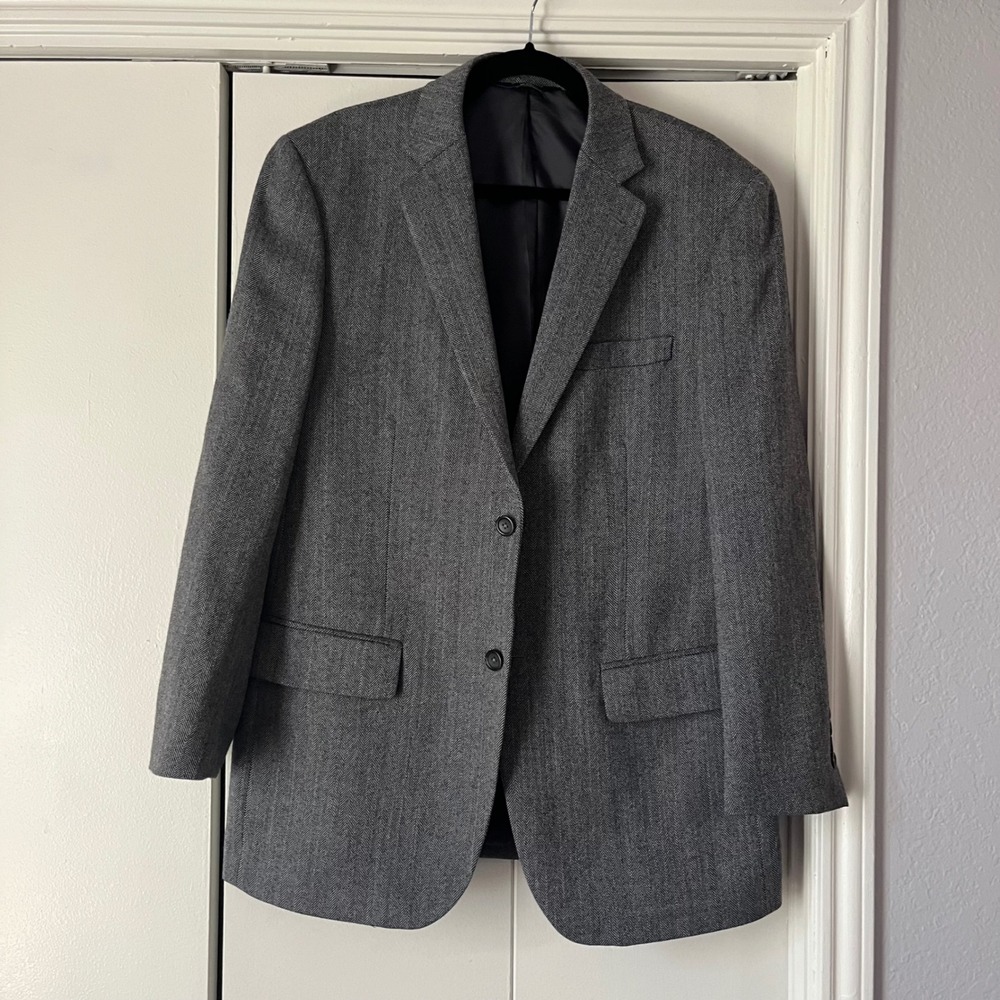 Joseph & Feiss Gold Luxury Wool Herringbone‎ Blazer Mens 40 Regular